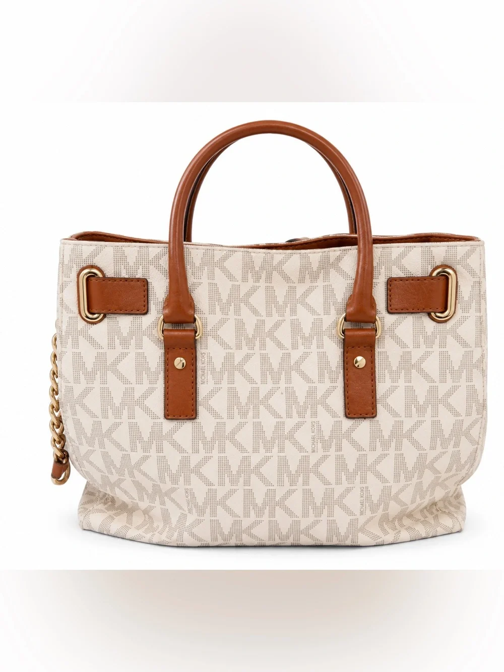 MICHAEL Michael Kors Hamilton Vanilla Logo Large Satchel Purse Crossbody Bag
